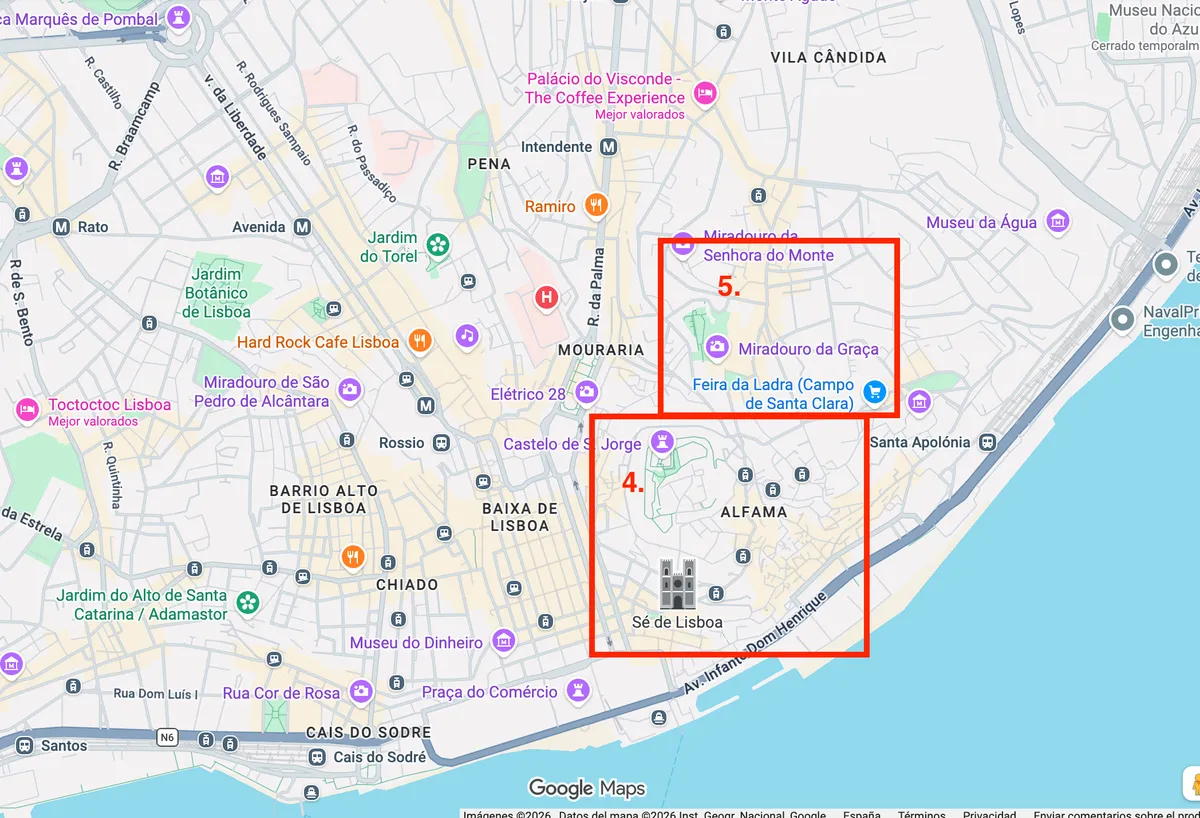 Where Alfama and Graça are on a map