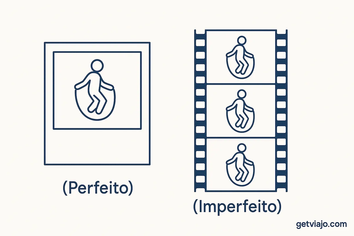 Comparing the Perfeito (Snapshot) and Imperfeito (Movie) tenses.