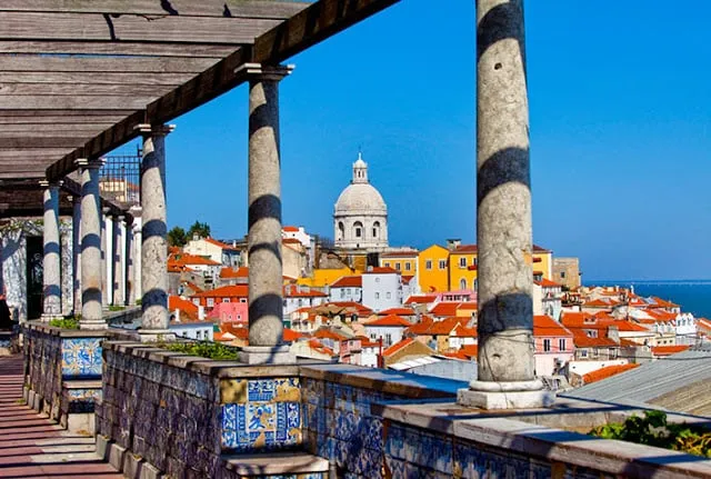 Viewpoint and azulejos at Miradouro de Santa Luzia