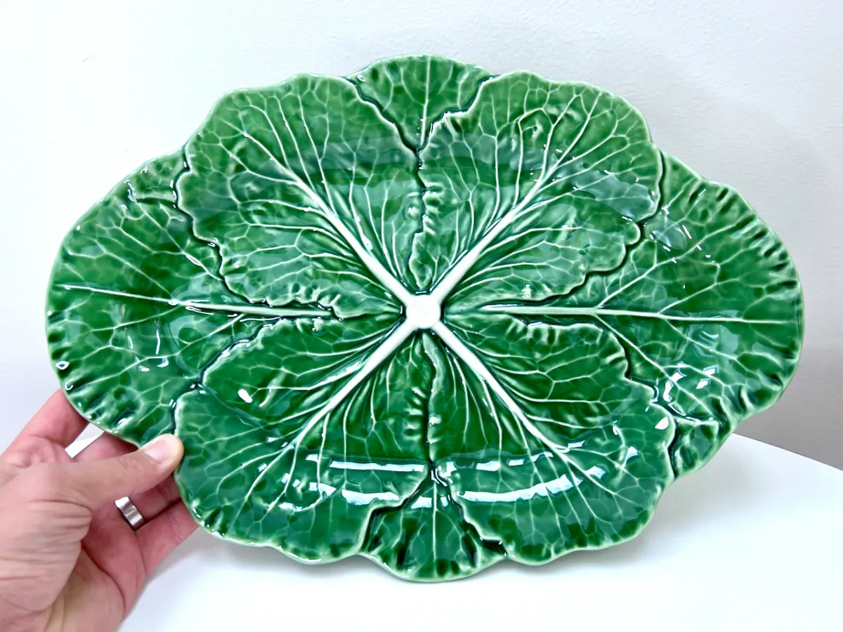Green ceramic Bordallo Pinheiro cabbage plate