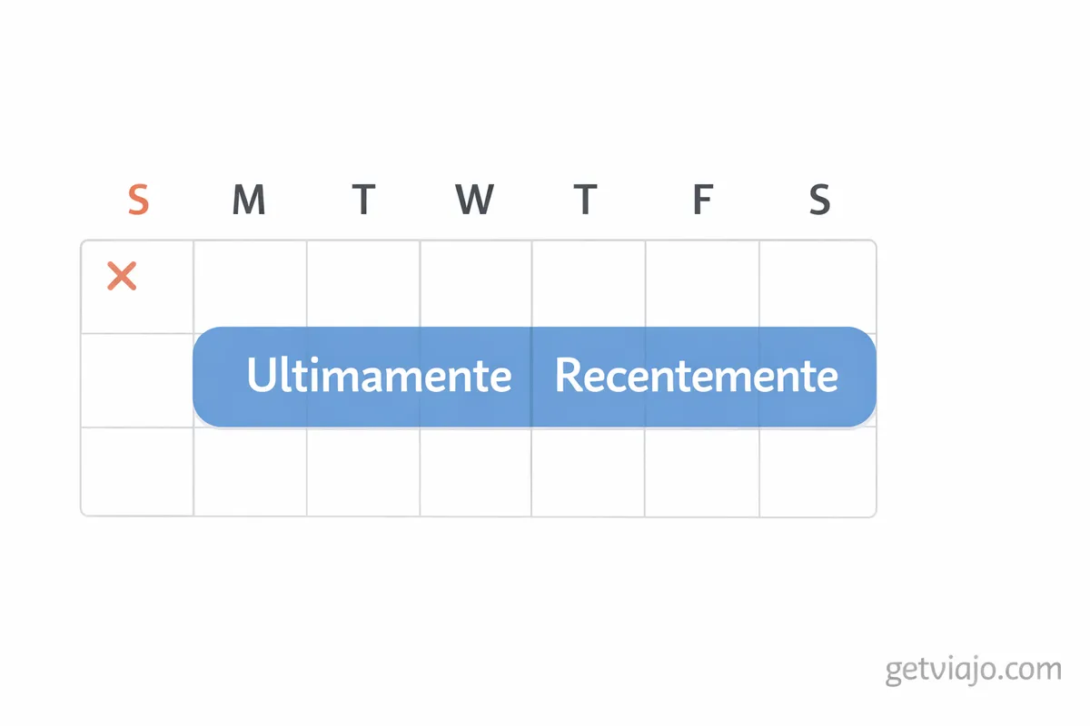 A calendar highlighting a span of days labeled Ultimamente.