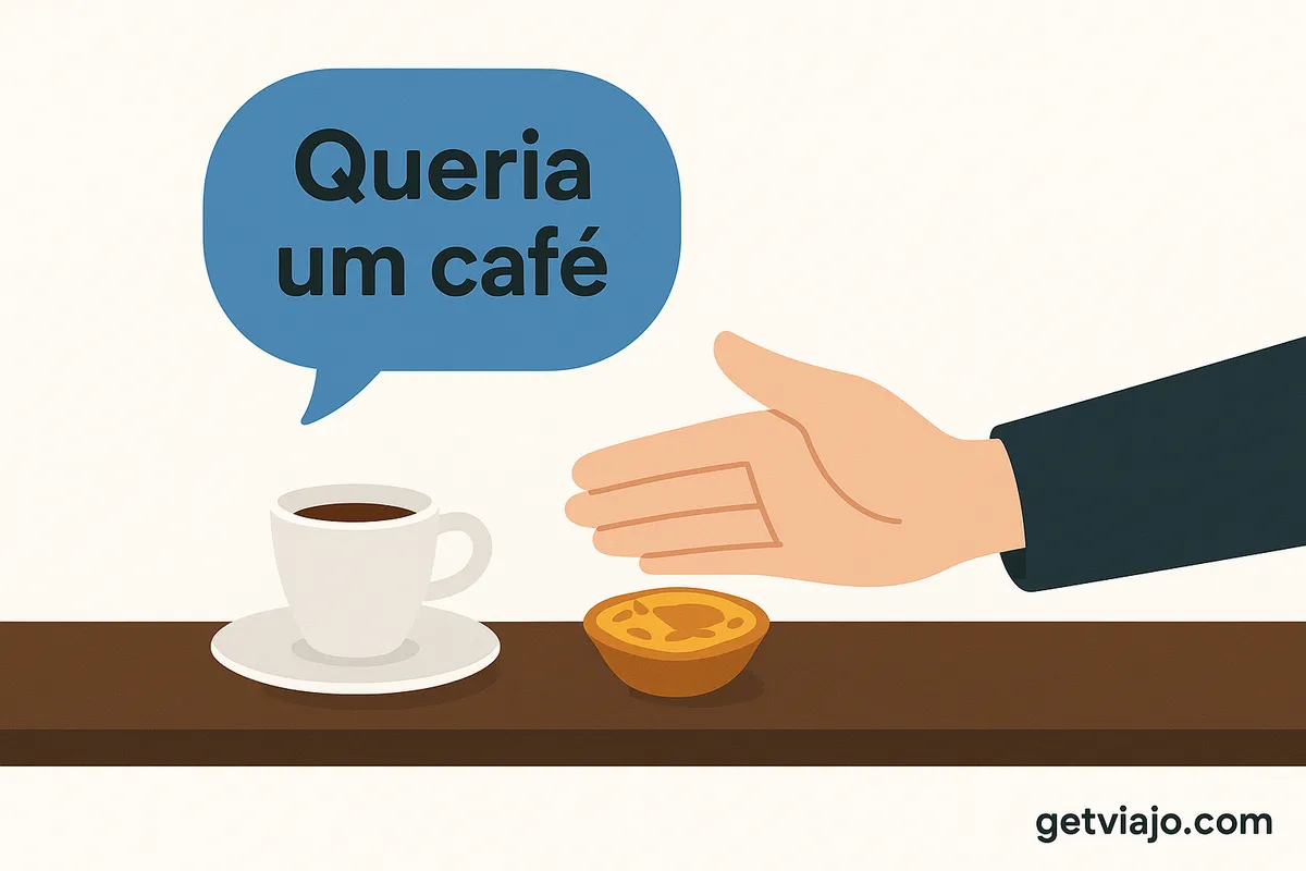 Ordering coffee and a pastel de nata at a Portuguese counter.