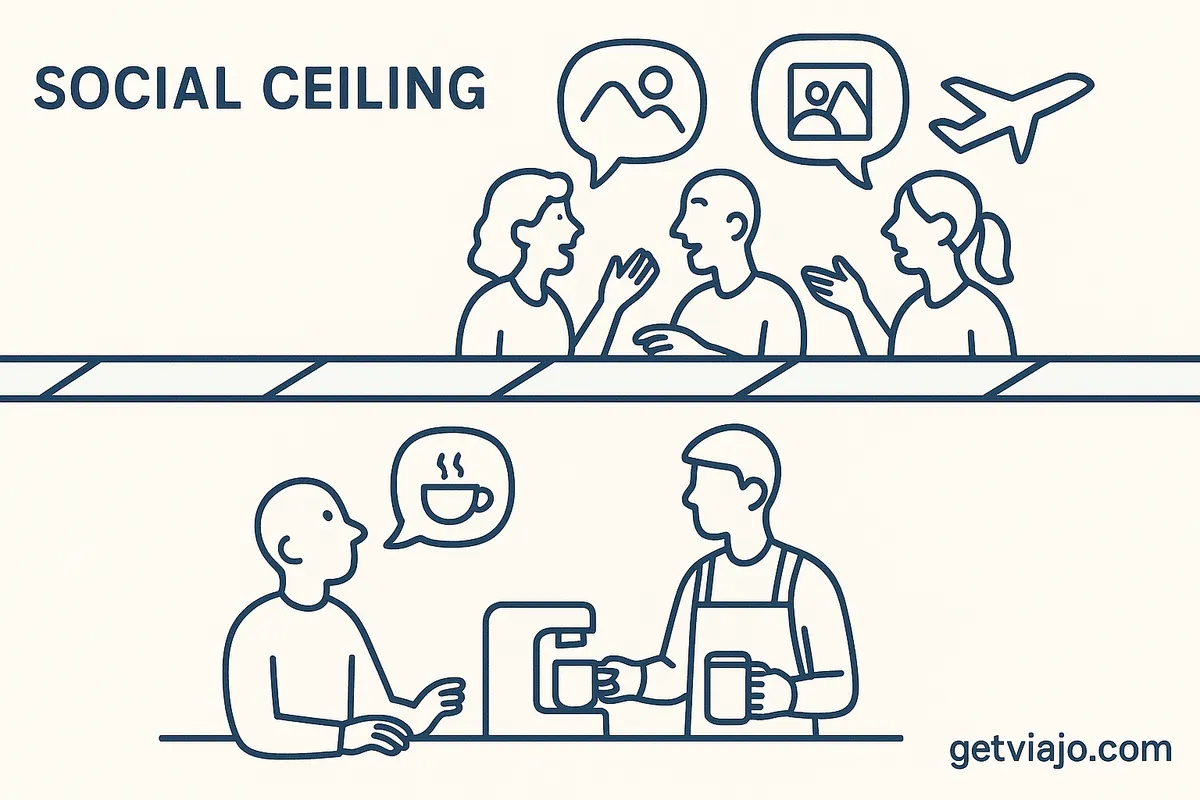 A visual representation of the 'Social Ceiling' concept in language learning.