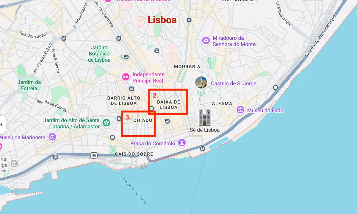 Where Baixa Chiado is on a map