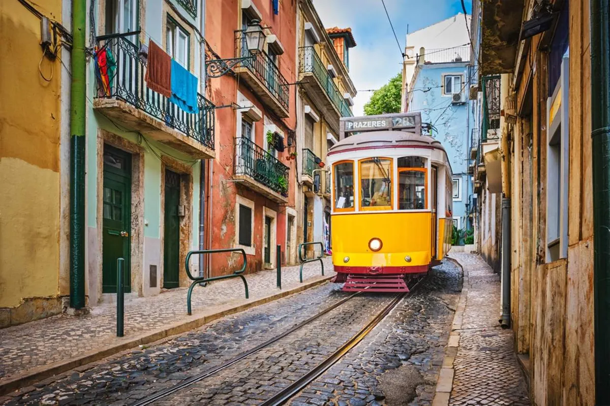 The historic 28 tram in Alfama