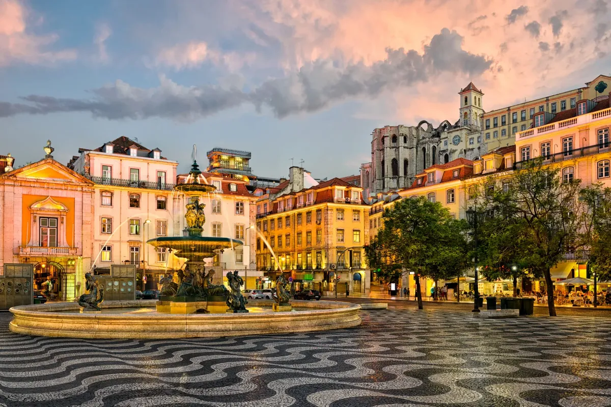 Panoramic view of Lisbon's rossio square