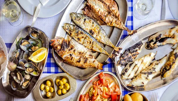 Portuguese food spread on a table